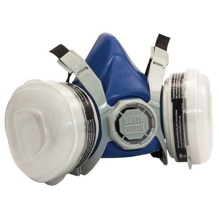 MSA SAFETY SAFETY WORKS SWX Series Paint and Pesticide Respirator, Medium Mask, BlackBlue SWX00318